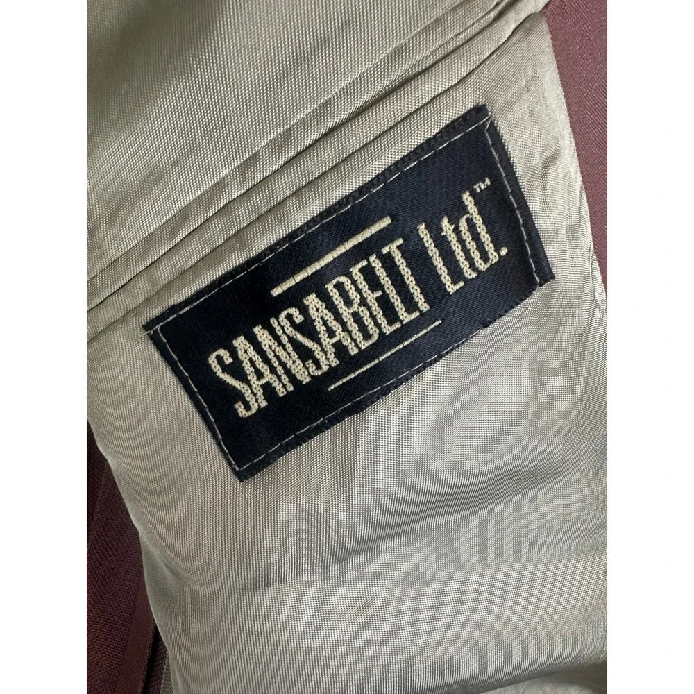Sansabelt Ltd Blazer 44R Sport Coat‎ Rose Pink Gold Crest Buttons USA